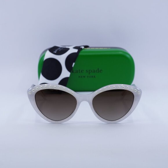 Final Price! Kate Spade JUNI/G/S PEARL 0VK6 HA White/Brown Sunglasses main image 6